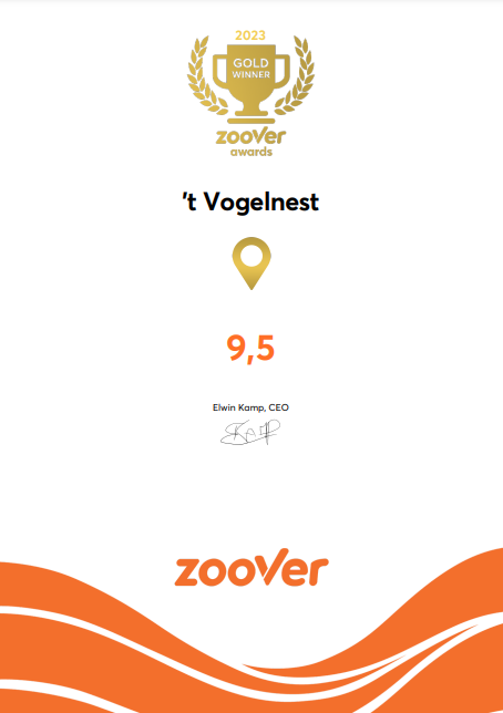 Camping 't Vogelnest winnaar Gouden Zoover Award - 